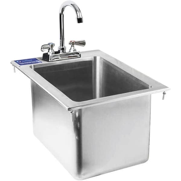 Amgood Stainless Steel 1 Compartment Drop-In Sink Bowl 10 in. x 14 in. x 10 in. With Faucet SINK DIS-101410-1 - FAUCET - main